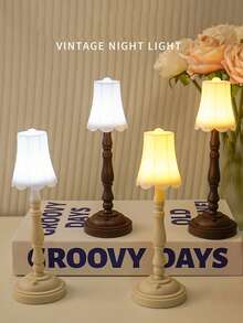 1pc Retro Mini Table Lamp, Vintage Small Night Light, Bedroom Bedside Lamp, Decorative Desk Accessory, Ideal Gift - Multicolor - View 3