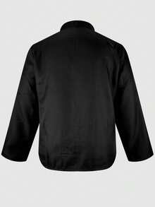 大码女式休闲纯色拉链领长袖工作衬衫，带口袋