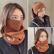 1pc Multifunctional Warm Ear Hanging Outdoor Ski Windproof Face Mask For Women, Thermal Lined Thick Cold-Proof Neck Gaiter, Suitable For Autumn/Winter - Multicolor - View 1