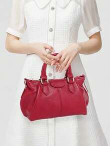 时尚百搭的红色手提包，女士时尚单肩包，简约优雅的托特包，大容量通勤包