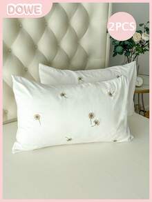 2pcs Polyester Embroidered Envelope Pillowcase - White - View 16