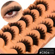 GROINNEYA 7 Pairs Cat Eye Lashes Spiked Criss-Cross Faux Mink Eyelashes Natural Look Soft Full Strip Lashes Luxury Volume Fake Eyelashes Mange Eyelashes Applicable To Dating Scenarios - Cat Eye Lashes - View 9