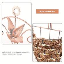 2pcs Artificial Flower Vase Basket Triangular Wall Hanging Iron Wicker Wall Decor Hanging Planter (Coffee Color) - Multicolor - View 4