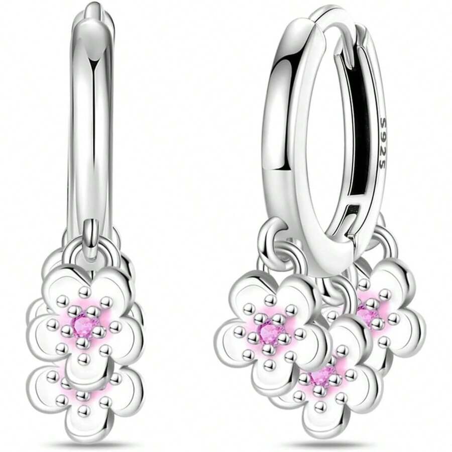 aretes de plata esterlina, aretes de moda, varios diseños de aretes para regalo, aretes. - Aretes de flor en flor - Ver 1