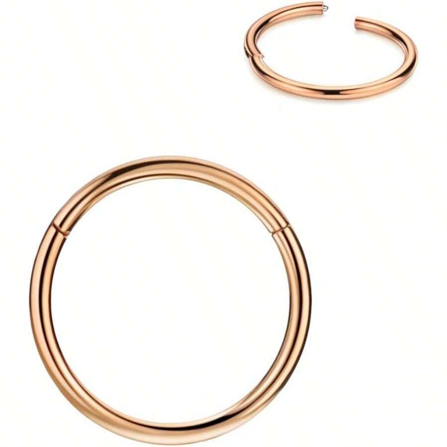 FANSING Aro de riz con bisagras de acero quirúrgico 316L 20G 18G 16G 14G 12G 10G 8G 6G diámetro de 5 mm a 22 mm oro oro rosa plata  azul arcoíris - 1 piezaororosa18gdimetro8mm - Ver 1