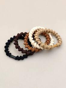 5 chiếc dây buộc tóc dày dặn, co giãn dành cho nữ, thiết kế họa tiết, chất lượng cao, dùng để buộc tóc đuôi ngựa, dây chun buộc tóc, phụ kiện tóc làm đẹp tại nhà. - Nhiều màu - Xem 12