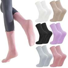 R-6 Pares de Calcetines Largos Yoga para Muer Calcetines Antideizantes para Pilates Calcs de Trampolín Adecuados para ospita Momiento Yoga Ballet Talla 35 40 - como en la foto - Ver 1
