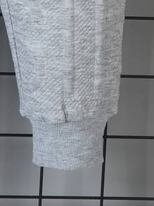 Bộ 3 áo nỉ cổ tròn tay dài họa tiết chữ cái dễ thương cho bé trai, quần rút dây thường ngày và túi đeo chéo, mùa xuân/thu - Màu Xám nhạt - Xem 7