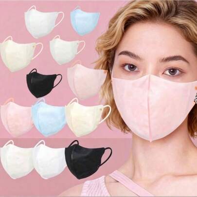 30pcs Macaron Pink 3D Breathable Disposable Face Mask, Lightweight, Petite Size, High Aesthetic, Individual Packaging