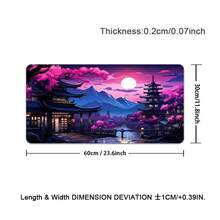 1pc High-Definition Extra Large Japanese Pagoda & Landscape Desian Gaming Mouse Pad Non-Slip Premium Base Precision Stitched Edges, Rectangular Desk Mat For Office Study, Home Decor - Multicolor - View 13