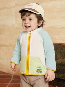 Balabala Áo khoác nỉ trẻ em mùa xuân 2026, áo khoác ngoài ấm áp, mềm mại, nhẹ nhàng có khóa kéo dành cho bé trai và bé gái. - tông màu xanh mòng két - Xem 3