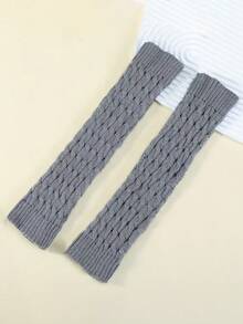 1 Cặp quần tất giữ ấm chân dệt kim cỡ lớn thời trang thu đông, quần tất giữ ấm chân cao đến đầu gối có độ đàn hồi cao, họa tiết đan cáp, ống chân ấm áp - Nhiều màu - Xem 5