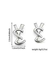 1对时尚简约几何亮黑色耳钉 - 耶 - 查看 10