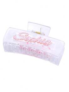 Customized Personalized Acrylic Name Hairpin Cute Cartoon Design Best Unique Gift For Couples Letter Acrylic Holiday Valentine's Day Gift - Glitter Pink - Shark Clip - View 8