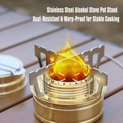 2个重型不锈钢酒精炉支架，外置酒精炉十字支架，不锈钢耐高温露营配件支架，可折叠紧凑型露营背包支架，适用于户外烹饪设备，可拆卸，经久耐用