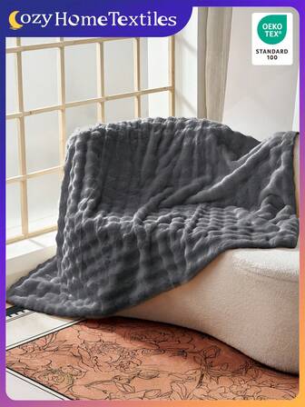 1pc Faux Rabbit Fur Plush Blanket, Soft Warm, Luxury Style, Throw For Multi-Purpose, Easy Care, Lightweight, And Versatile Throw Blanket, Gray Blanket, Luxury Fluffy Long Plush Blanket Bedding Throw, Soft And Comfortable, Use In Living Room, Bedroom And Sofa, Couches Blankets For Home, Domitory Bedding, Back School Bedding, Blanket, Oeko-Tex