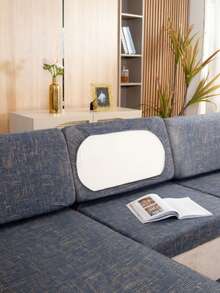 1件灰色牛奶丝印花弹力沙发座垫套 - 灰色 - 查看 2