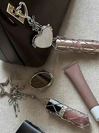 1Pc Ins Style Mini Lipstick Bag With Mirror Lipstick Storage Mirror,Lipstick Bag,Mesh Pocket, Mesh Bag Lip Oil Holder,Portable Bag Charm Bag Decoration Storage Box Lipstick Organizer Lipstick Pouch,Creative Women's Gift Mother's Gift Friends Gift