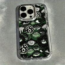 Fundas para Teléfono con Marco de Cámara Electroplateado y Ojo Verde, Adecuadas para for  11, 11PRO, 11PROMAX, 12,12PRO, 12PROMAX, 13PROMAX, 13PRO, 13,14, 14PRO, 14PLUS, 14PROMAX,15, 15PRO, 15PROMAX,16, 16PRO, 16PLUS, 16PROMAX, 16E,17, 17PRO, 17AIR, 17PROMAX - transparente - Ver 26