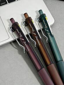 3 piezas Bolígrafos neutros de tonos apagados con centro de gravedad bajo y botón pulsador, muy atractivos para estudiantes, exámenes y toma de notas, tinta negra de 0.5 mm