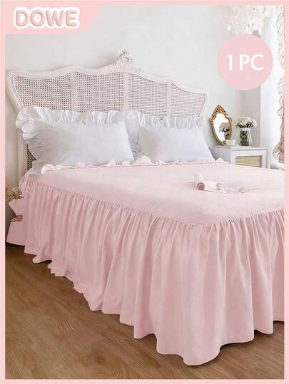 1pc Bed Skirt, Bedding, Soft & Breathable Bed Sheet With Ruffled Hem And Elastic Band, Comfortable Sleep, Lightweight & Elegant, Cloud-Like Soft Touch, Fits Twin, Full, Queen, King Size Beds, Machine Washable, Princess Style Room Decor