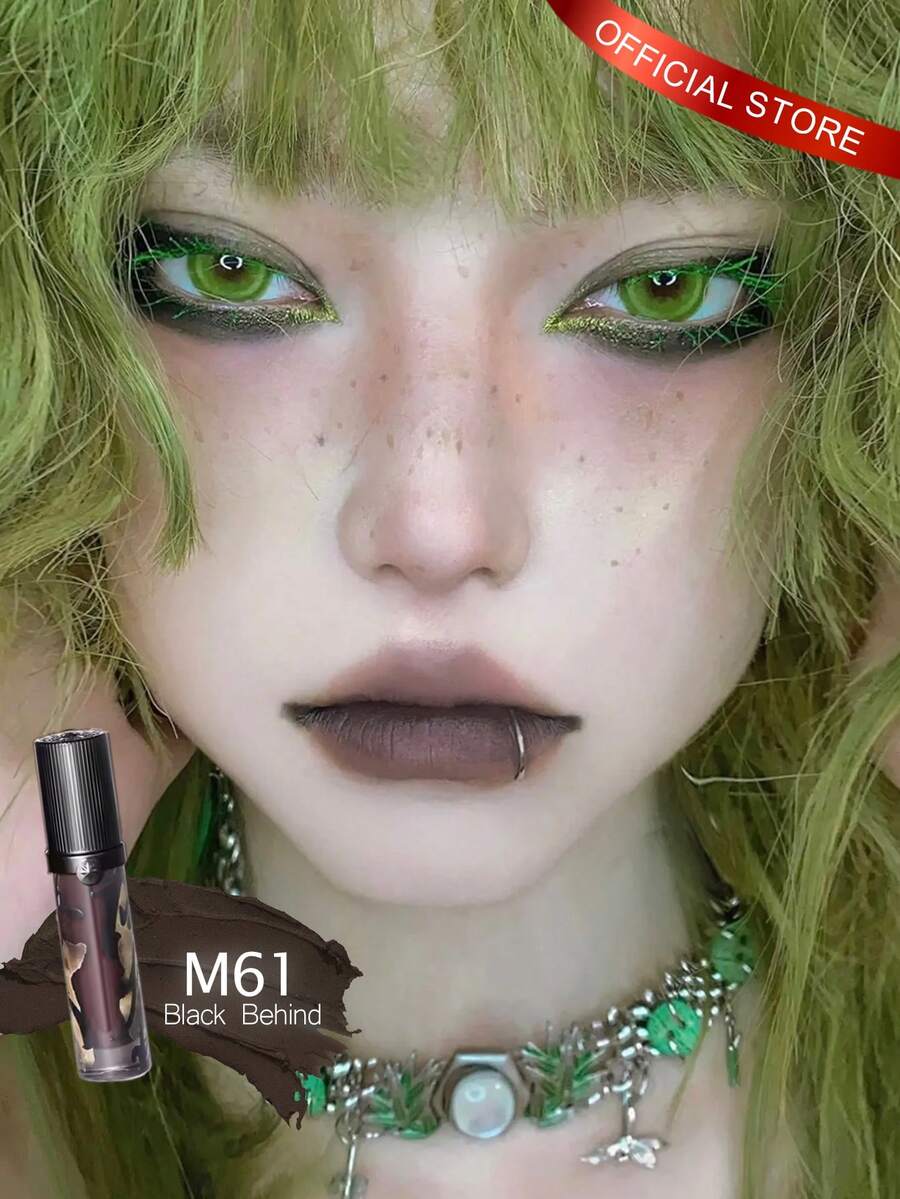 GIRLCULT Four Great Inventions Series Love Whisper Matte Lip Gloss #M61 Black Behind | Innovative Matte-To-Shimmer Formula | Silky Velvet Texture | Lightweight Matte Lip Gloss | Long-Lasting Color Payoff, With Complimentary Gift - #M61 Black Behind - 查看 1