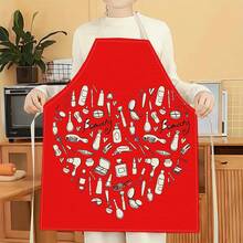 1件装美容工具图案围裙，创意趣味时尚印花围裙，家居清洁围裙，易清洗厨房烹饪围裙，创意家居围裙 - 彩色 - 查看 10