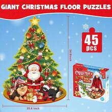 Christmas Tree Floor Puzzles For Age 3-8 Jumbo Large Jigsaw Puzzles For Toddlers Chrsitmas Suprise Gifts For Girls BoysEnhance Thinking Ability - Multicolor - View 3