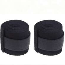 两副弹力MMA拳击手绷带，通用涤纶纤维训练手绷带，男女通用专业运动防护手套，177.17英寸拳击训练绷带 - 人造革，耐用涤纶材质，适用于MMA、泰拳和散打，提供拳击技术支持和保护，武术训练 | 轻薄面料 | 柔软运动绷带。男女通用，粉色、军绿色、黑色和白色可选。 - 彩色 - 查看 15