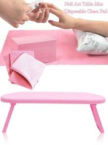 Foldable Nail Armrest+20 Disposable Nail Table Pads, Nail Professional Hand Stand, Nail Hand Stand, Portable Acrylic Hand Stand, Nail Pillow Armrest, Foldable High Rise Nail Lamp Plastic Hand Pillow, Minimalist Style Hand Pillow, Lightweight And Luxurious Hand Pillow Tool Stand, Nail Salon Exclusive Wristband (Pink) - Tattoo Pad - Multicolor - View 1