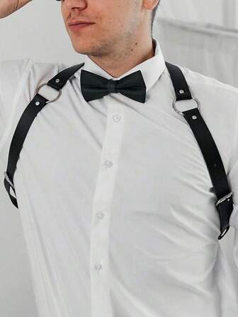 Asymmetrisk bröstsele för män, justerbar PU-läderrem, gotiskt punk-midjebälte, alternativt för dejtkvällar och festivaler