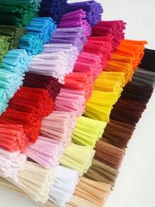 100根彩色管道清洁棒，适用于艺术和手工项目、创意DIY装饰、艺术创作、教学辅助和管道清洁。可制作成木偶、花朵、蔬菜、动物、礼品包装和节日装饰品。 - 彩色 - 查看 2