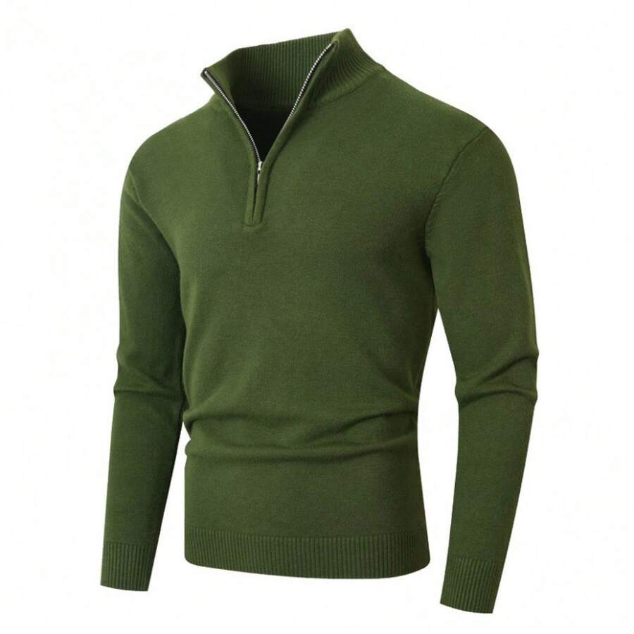 Men Sports Cardigans - Army Green - View 1