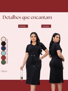 Hadassa Women's Midi Skirt And Short-Sleeve Blouse Set With Drawstring, Ideal For Various Occasions. - màu đen - Xem 6