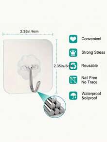 2/4/10pcs Modern Stainless Steel Towel Hooks | Wall Mounted, Self-Adhesive, Brushed Surface, No Drilling Required, Polished ABS Plastic - Multicolor - View 3