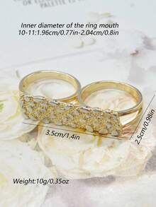 1枚时尚嘻哈摇滚花朵弯曲双指双环戒指，镂空连接戒指，适合男士日常佩戴、派对、万圣节、圣诞节、复活节礼物，送给男友的最佳礼物 - 银色 - 銀色 - 查看 12