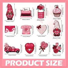 Juego de 24 decoraciones colgantes de San Valentín, adorno de gnomo plano de madera para fiesta de aniversario de bodas, perfecto para la decoración de la fiesta del Día de San Valentín en casa, empresa y escuela, regalo esencial del Día de San Valentín,  de , alta tasa de recompra - Rojo - Ver 7