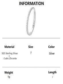 1pc S925 Sterling Silver Ring, Minimalist Cubic Zirconia Paved Rose Gold Plated Jewelry For Women, Elegant Accessory, Summer Selling, Cross-Border Exclusive, Fashionable, Commemorative, Refined Gift - Silver - View 11