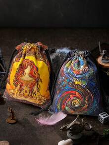 Embroidered Velvet Tarot Card Bag - Elegant Mystical Moon & Star Pattern, Multifunctional Witchcraft Altar & Jewelry Storage Bag, Durable Fabric, Suitable For Ritual Items, Meditation, Party & Event Storage, Starry Sky Design | Decorative Tassels - Multicolor - View 7