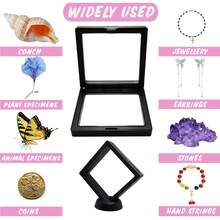 10pcs Black Transparent 3D Floating Jewelry Organizer, Suitable For Women's Jewelry Storage, Jewelry Exhibition Boxes, Valentine's Day Decoration, Home Decor, Bracelet Holder, Made Of PE Film And Acrylic, Waterproof, Dustproof, Anti-Oxidation, Anti-Shock, Multi-Functional Storage And Display Box For Commemorative Coins, Medals, Jewelry, Fossils, Rocks, Etc. - 10pcs - View 3