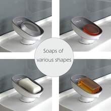 Soap Dish With Suction Cup Design, Double Drained Self Draining Soap Dish, Soap Bar Holder For Shower Bathroom Kitchen Toilet - 彩色 - 查看 4