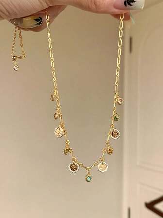 1 pieza Nuevo collar de berilo arcoíris de estilo chino, diseño exquisito y lujoso de cadena de clavícula para mujeres