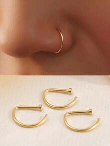 1个/3个/5个装不锈钢D形假鼻环，舒适夹式鼻环/耳环，无需穿孔