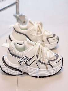 1 Pair Fashionable & Versatile Children's Sports Shoes, Comfortable & Lightweight Infant Casual Shoes, Toddler & Little Kid Shock-Absorbing Non-Slip Running Shoes, Suitable For Daily Outings And School Activities In Spring And Autumn - White - View 5