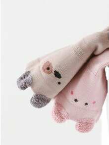 3 Pairs Baby Socks, Cartoon Animal Design, Versatile For All Seasons, Anti-Slip Indoor Toddler Socks - Multicolor - View 6