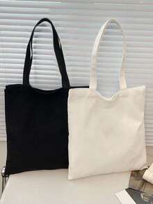 10/5/1pc Canvas Tote Bag, Women Shoulder Bag For Decoration And DIY Craft, Convenient Travel Storage Bag, Solid Color Large Capacity Travel Bag, Suitable For Students, Back To School And Teachers