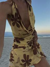 Vestido corto de mujer con estampado floral de resort de playa, espalda descubierta, tirantes finos, elegante vestido de graduación sin mangas