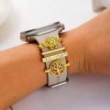 4pcs/Set Angel & Tree Of Life Watch Band Decorative Buckle - Zinc Alloy Material, Angel & Tree Of Life Design, Fashionable Watch Band Accessory Compatible With Apple Silicone Watch Band, Smart Watch Band Decoration (Watch Band Not Included) - one-size - View 2