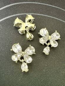 5pcs Rhinestone Butterfly Pendant Nail Art Decorations, 3D Metal Crystal Glass Nail Jewelry DIY Accessories Suitable For Girls And Women Nails - Multicolor - View 2