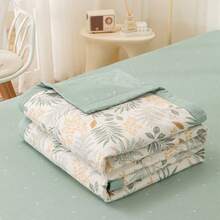 1 chiếc chăn bông 100% cotton nhẹ, thoáng khí, dùng được cả bốn mùa, phù hợp cho phòng ngủ và ký túc xá. - Bóng hoa và những khuôn mặt sáng - Màu xanh lá cây - Xem 13